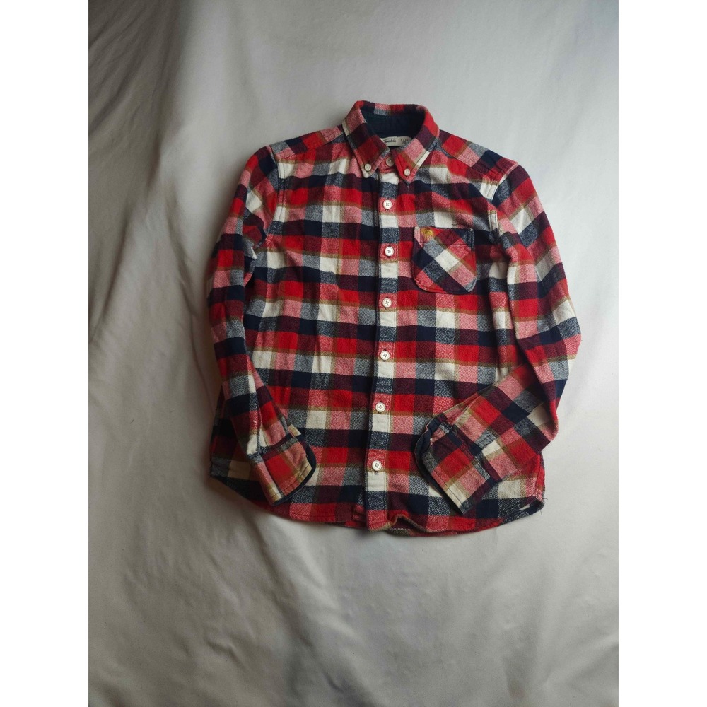 Abercrombie Kids Boys‎ Red Navy Blue Plaid Flannel Button Down Shirt Size 9/10